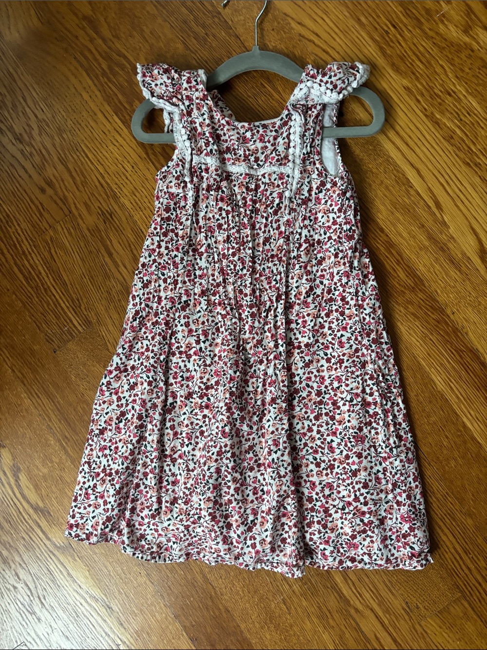 GAP Girls White Dress with Pink Floral Print